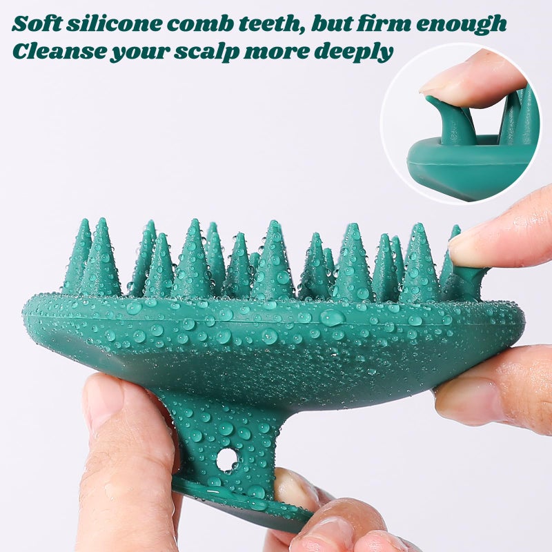 URTHEONE Scalp Massager Shampoo Brush for Hair Growth,Soft Silicone Scalp Scrubber Shower Brush for Women Men Kids Stress Relax&Scalp Exfoliator,Scalp Scrubber for Dandruff Removal (Forest) - Image 2
