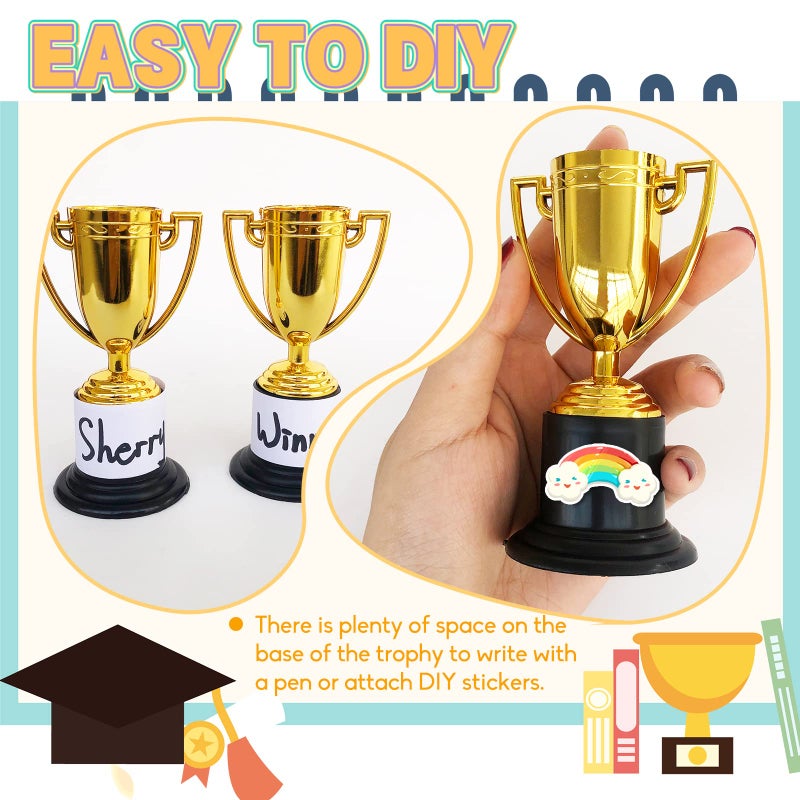 Jizvxe 24 Pack Mini Trophies for Kids Awards,Plastic Gold Award Trophy Cups,Golden Award Trophy Cups Set,Gold Participation Trophys Cup for Party Favors,Rewards,Props,Sports,Competitions(4 in) - Image 4