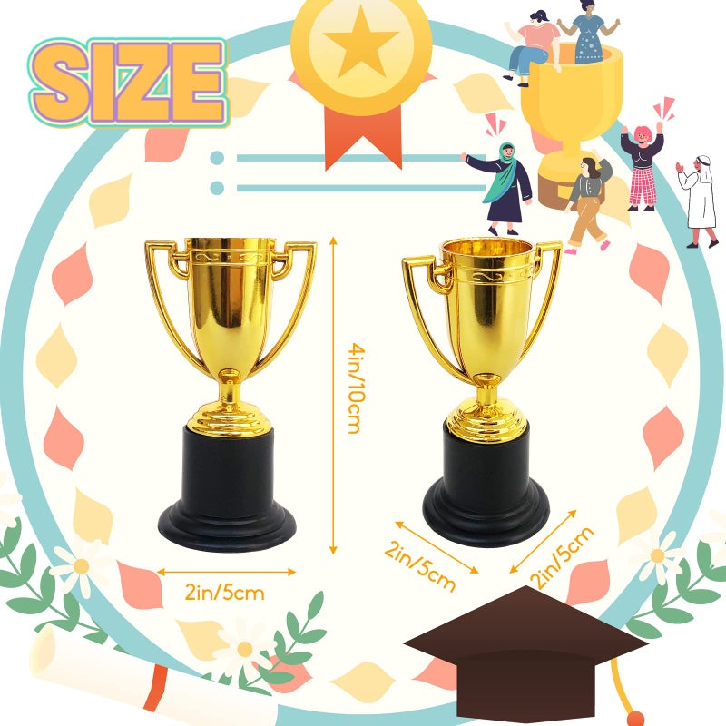Jizvxe 24 Pack Mini Trophies for Kids Awards,Plastic Gold Award Trophy Cups,Golden Award Trophy Cups Set,Gold Participation Trophys Cup for Party Favors,Rewards,Props,Sports,Competitions(4 in) - Image 2