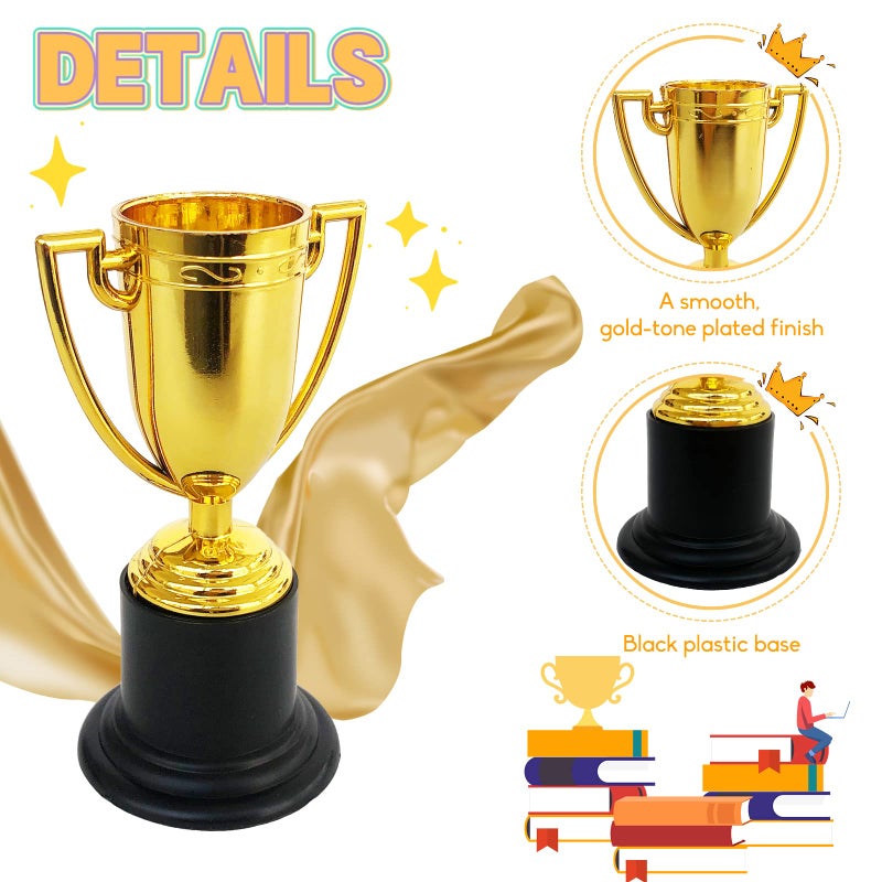 Jizvxe 24 Pack Mini Trophies for Kids Awards,Plastic Gold Award Trophy Cups,Golden Award Trophy Cups Set,Gold Participation Trophys Cup for Party Favors,Rewards,Props,Sports,Competitions(4 in) - Image 3
