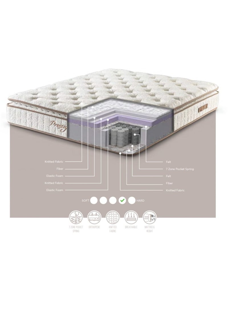 AMSA - Prestige Plus mattress available in multiple sizes with a 28 cm height insulated pocket - superior comfort and ideal support for a restful sleep - Image 1