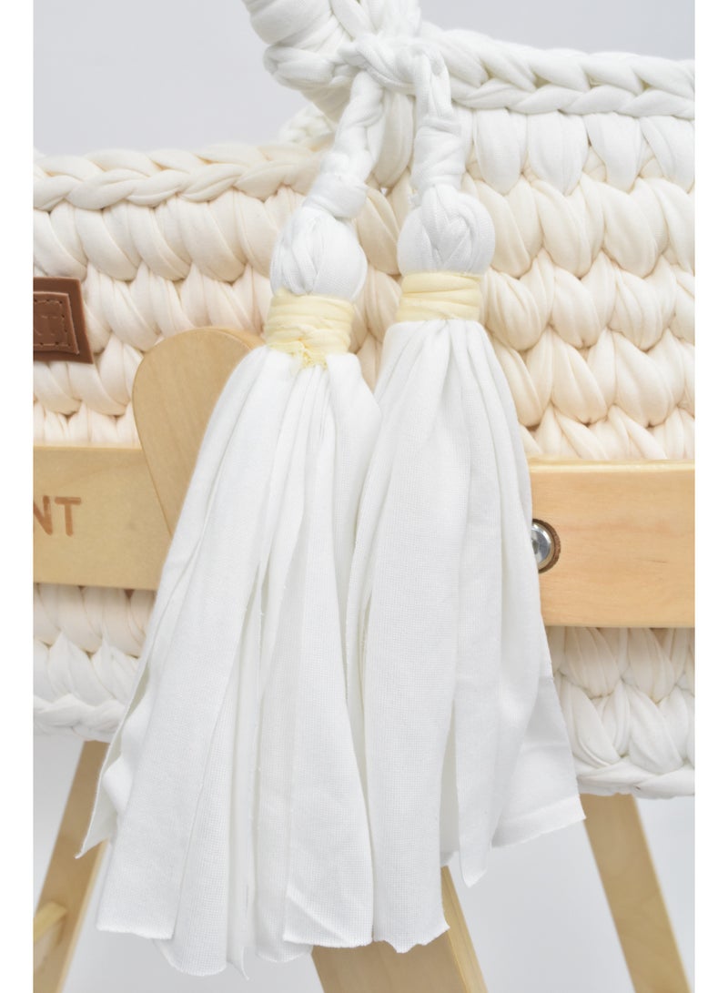 لحظة مرح مهد سلة مواليد كروشية مع قاعدة هزاز 76×40×23 سم - Image 5