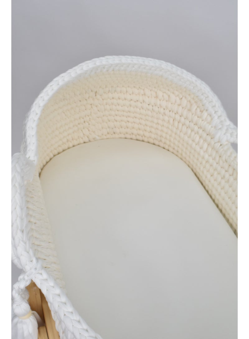 لحظة مرح مهد سلة مواليد كروشية مع قاعدة هزاز 76×40×23 سم - Image 3