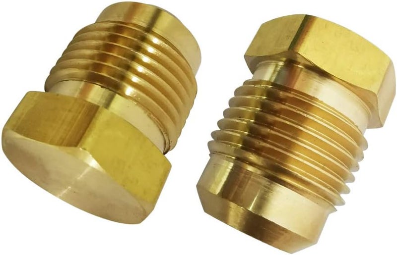Legines Brass Tube Fitting, SAE 45 Degree Flare Plug, 5/8" Tube OD（Pack of 2） - Image 1