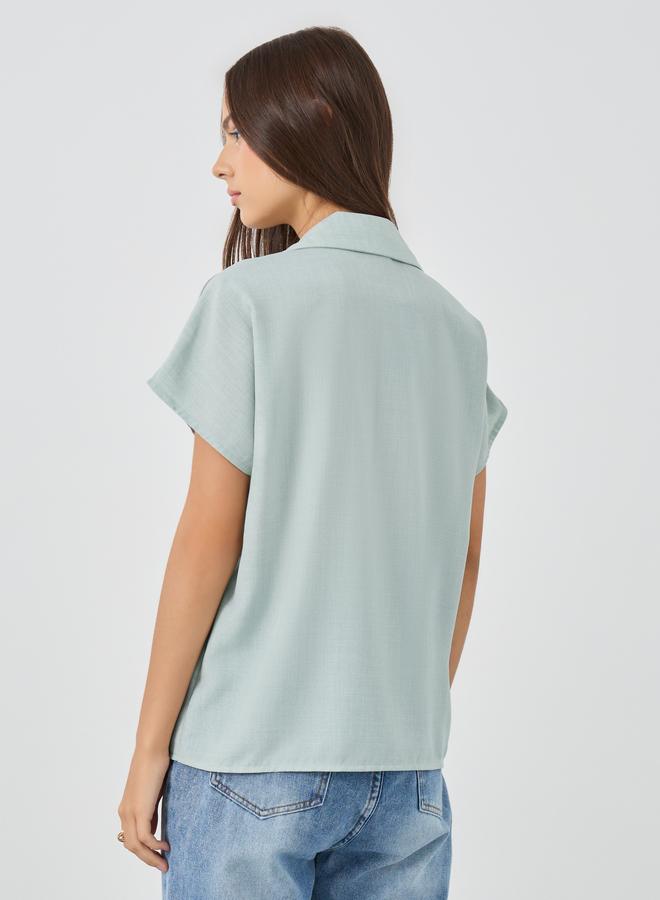 تايك تو قميص بأكمام قصيرة بكتف ساقط مقاس عادي - Image 4