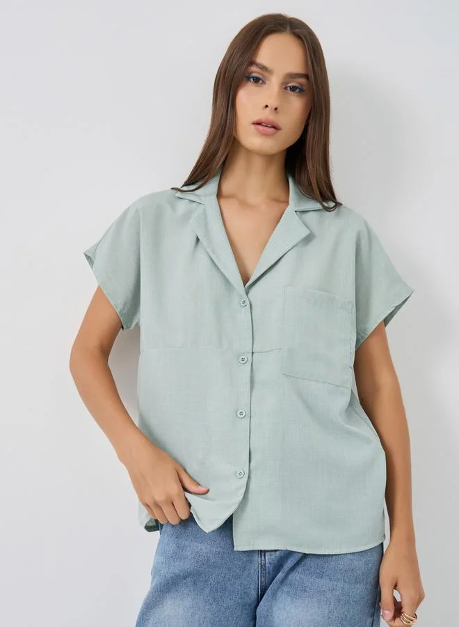 Take Two Take Two Solid Drop Shoulder Short Sleeve Regular Fit Shirt
