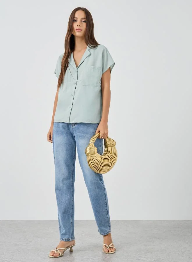 Take Two Solid Drop Shoulder Short Sleeve Regular Fit Shirt