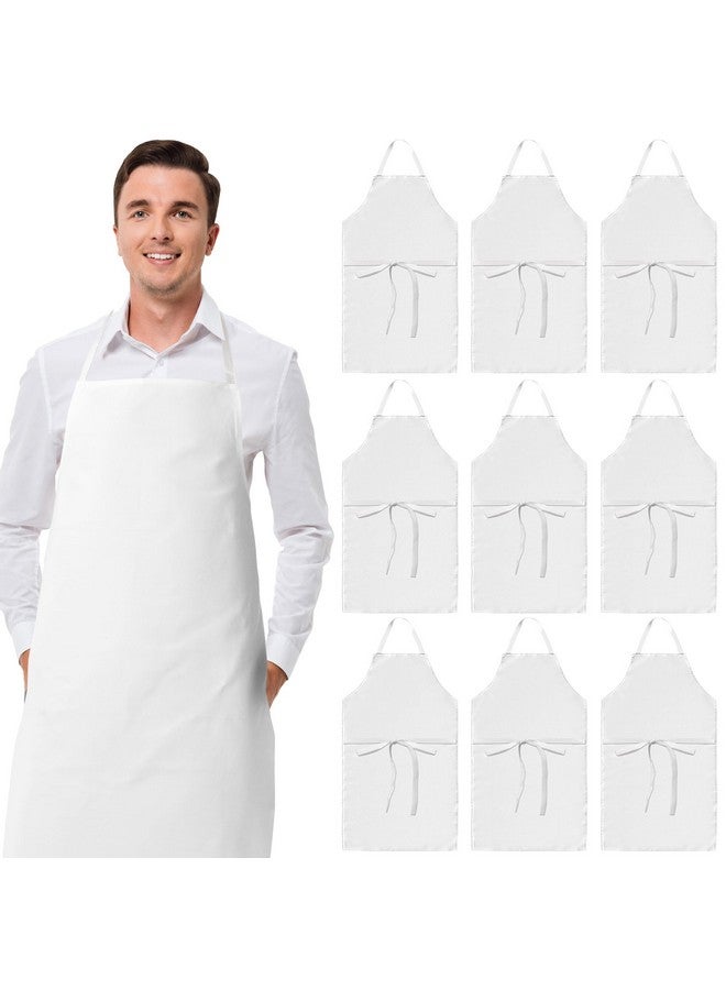White Classic White Classic White Aprons Bulk - Commercial Chef Bib Apron for Kitchen and Restaurant Cooking without Pockets, Unisex Women and Men, Adult - 12 Pack  - Image 1