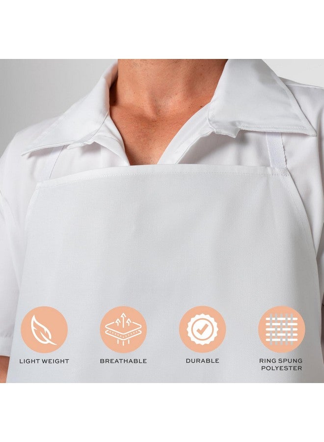 White Classic White Classic White Aprons Bulk - Commercial Chef Bib Apron for Kitchen and Restaurant Cooking without Pockets, Unisex Women and Men, Adult - 12 Pack  - Image 2