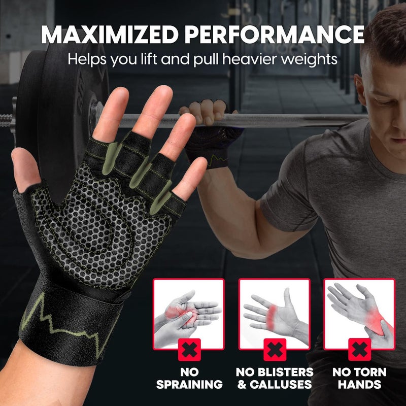 MhIL Workout Gloves for Men â€“ Comfortable Gym Gloves for Men with Enhanced Grip for Safety and Hand Protection â€“ Weight Lifting Protection with Wrist Wraps Support for Performance Boost and Style - Image 3