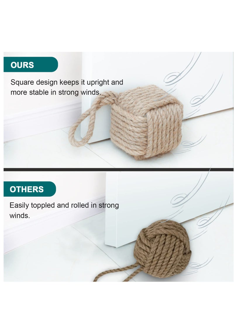 Rope Knot Door Stops, Decorative Nautical Door Stopper Handmade with Handle, Jute Weighted Interior Doorstop Sailor Knot for Door and Window, Stop Wedge, Square (5"x5”, 4.4lbs) - Image 5