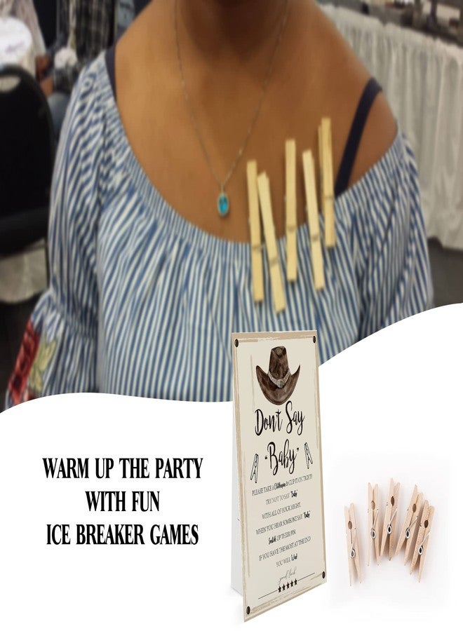 GNATV Cowboy Don't Say Baby Game （1 Sign And 50 Mini Natural Clothespins）Don't Say Baby Baby Shower Game, Baby Shower Decorations, Baby Shower Games Gender Neutral, Rustic Country Western Baby Shower (DS13) - Image 4