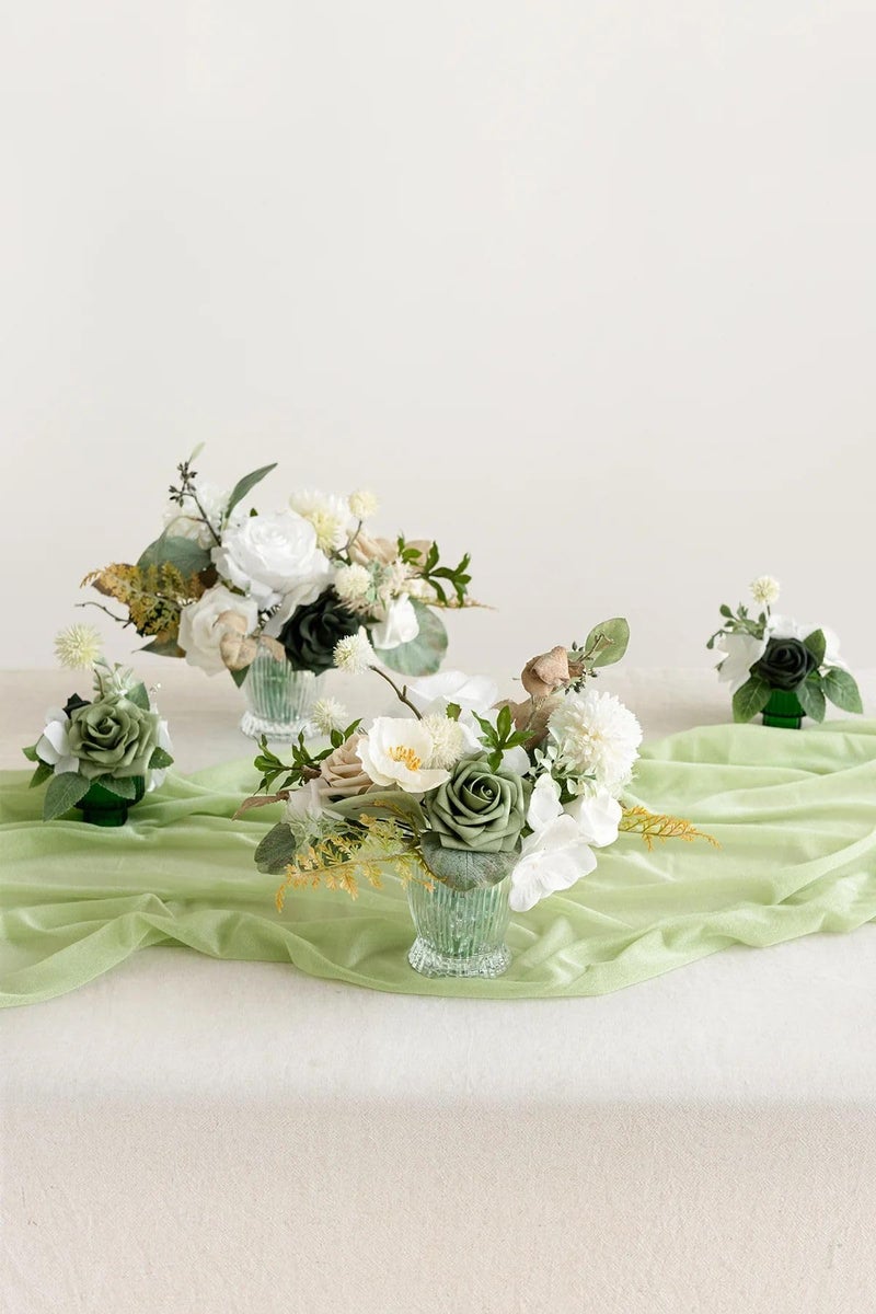 Ling's moment Ling's Moment Green Flowers Artificial  Emerald Green & Beige Flowers and Greenery Mini Combo Box Set for DIY Wedding Bridal Bouquet  Centerpieces  Home Decor  Floral Arrangement Decor  etc.  - Image 4