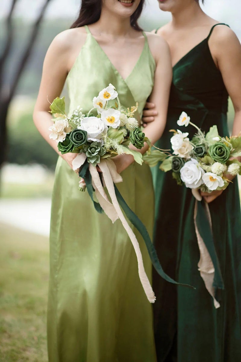 Ling's moment Ling's Moment Green Flowers Artificial  Emerald Green & Beige Flowers and Greenery Mini Combo Box Set for DIY Wedding Bridal Bouquet  Centerpieces  Home Decor  Floral Arrangement Decor  etc.  - Image 5