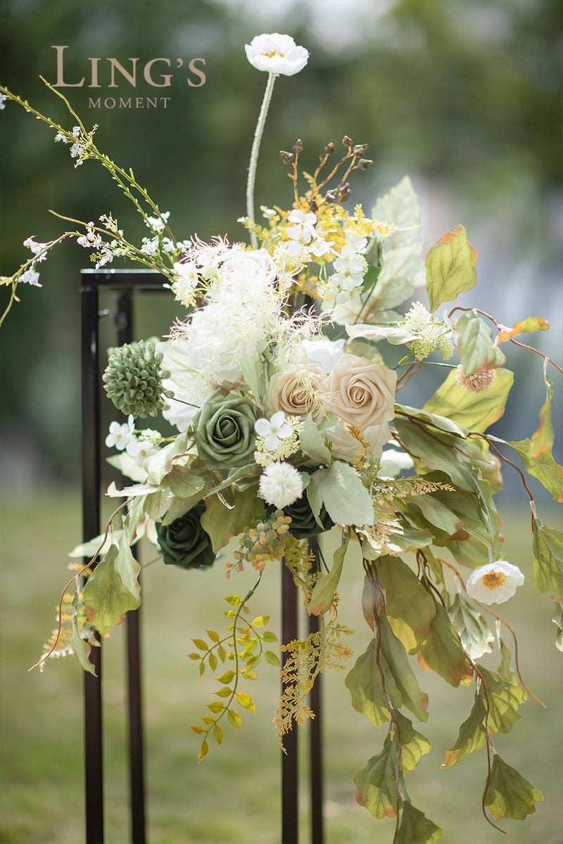 Ling's moment Ling's Moment Green Flowers Artificial  Emerald Green & Beige Flowers and Greenery Mini Combo Box Set for DIY Wedding Bridal Bouquet  Centerpieces  Home Decor  Floral Arrangement Decor  etc.  - Image 3