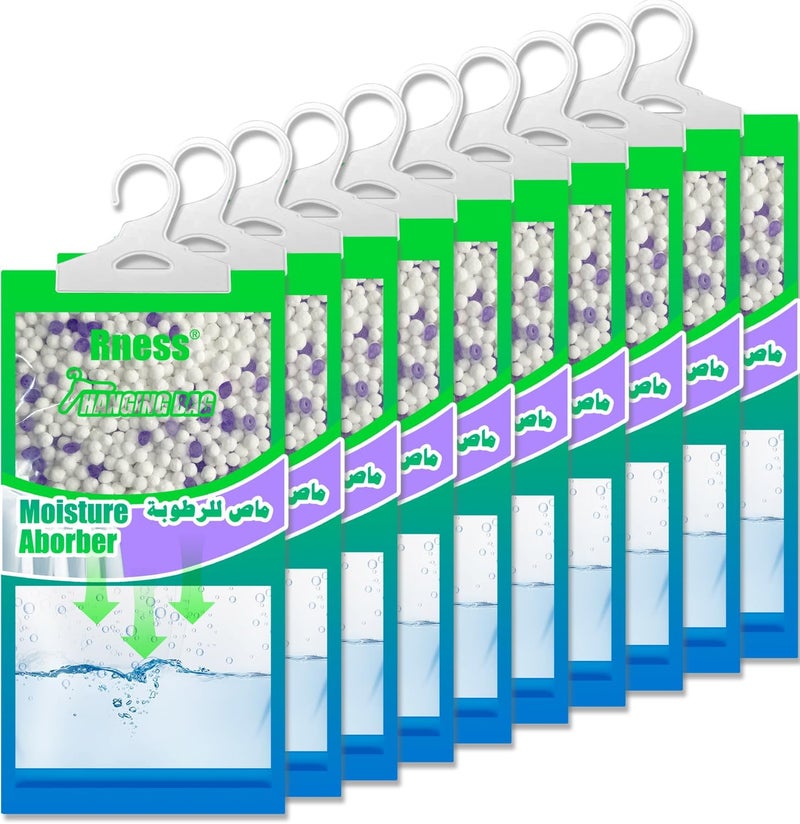 Rness Moisture Absorber Hanging Bag, Hanging Closet Dehumidifier Packages, Moisture Removers, 10 Pack Set, Lavender - Image 1