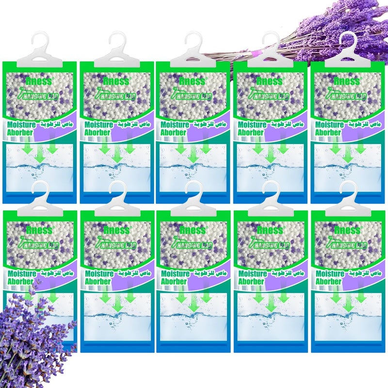 Rness Moisture Absorber Hanging Bag, Hanging Closet Dehumidifier Packages, Moisture Removers, 10 Pack Set, Lavender - Image 2