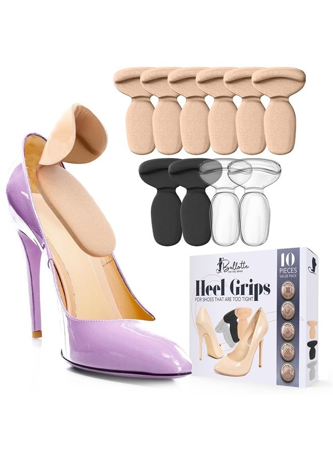 Ballotte Silicone Heel Protector - Heel Grips Heel Pads Shoe Pads Shoe Inserts for Women Heels - Shoe Inserts for Shoes That are Too Big High Heel Cushion Inserts Women (Multicolor - 10 Pack) - Image 1