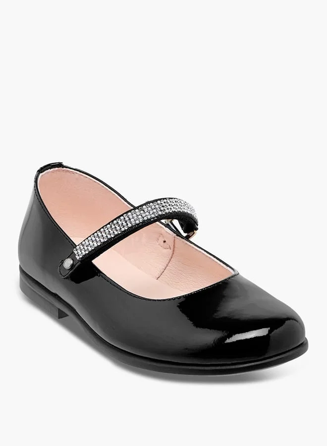 بابلوسكي Girls' Embellished Mary Jane Shoes with Hook and Loop Closure