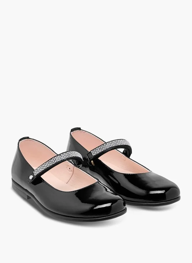 بابلوسكي Girls' Embellished Mary Jane Shoes with Hook and Loop Closure