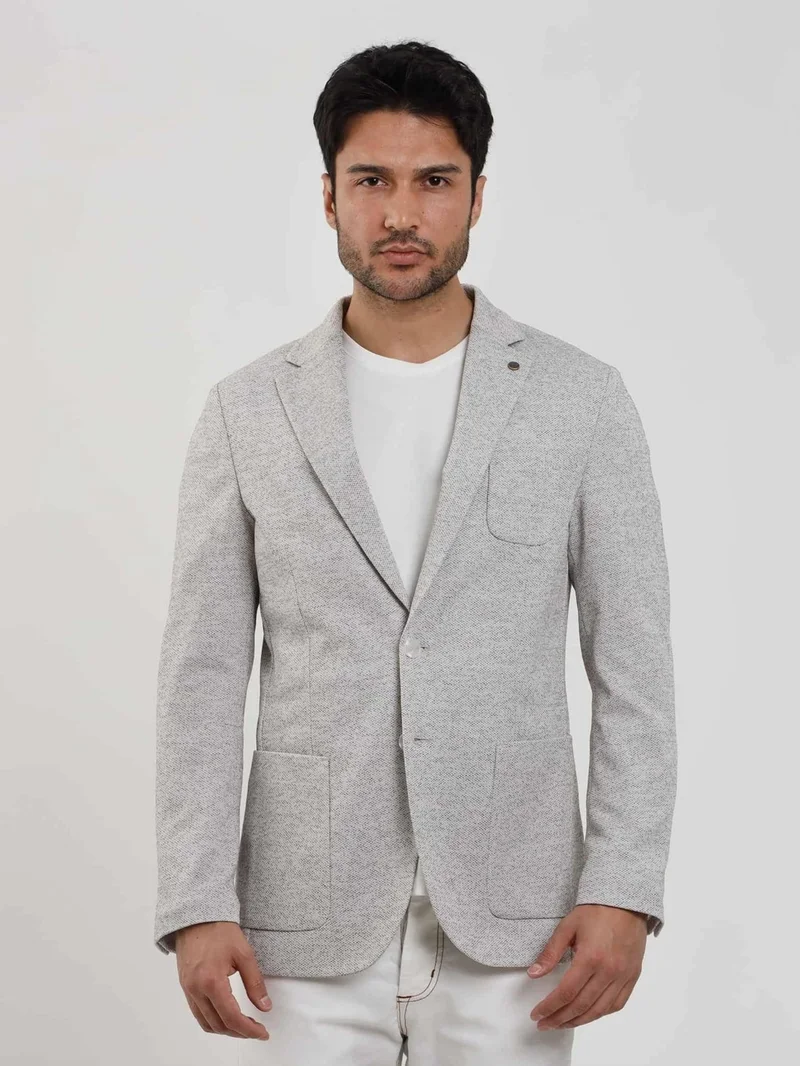 Dufy Brown Men's Slim Fit Dobby Mono Collar Jacket 105335