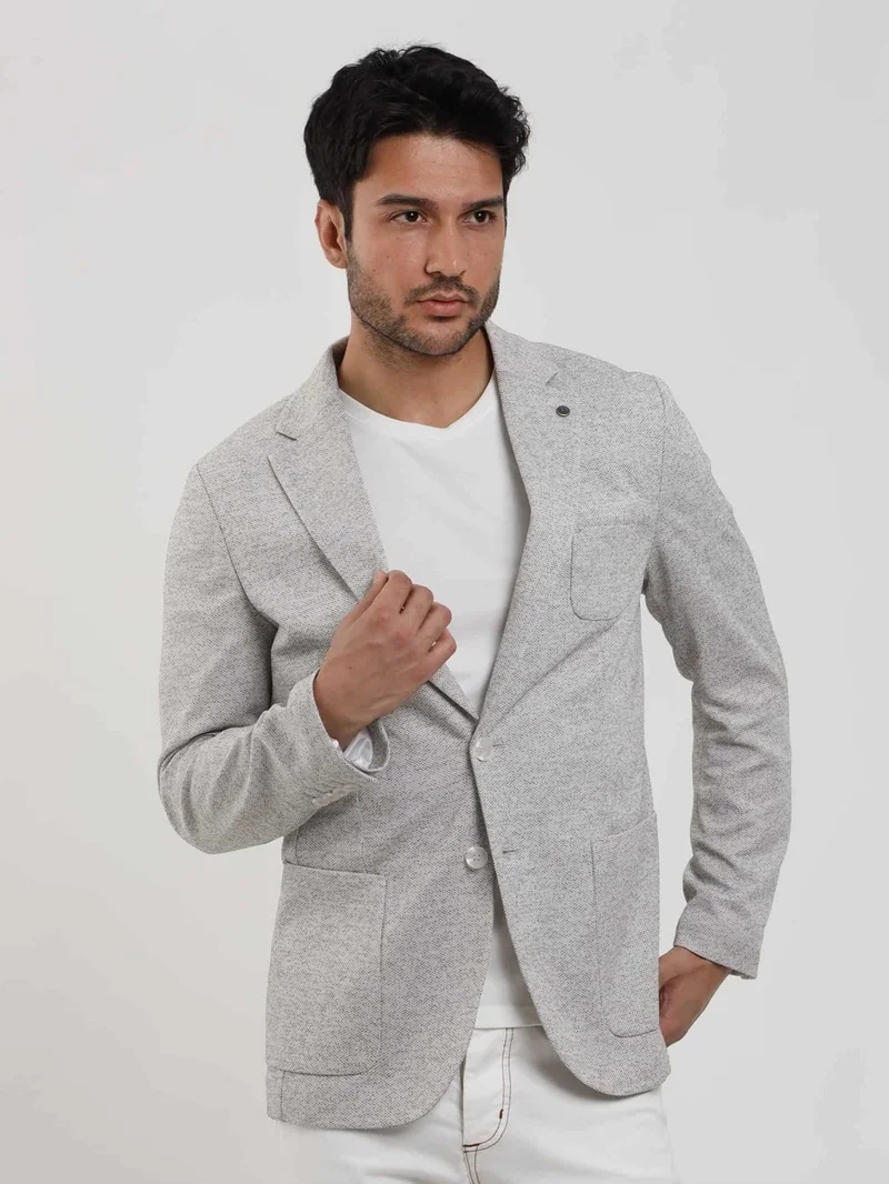 Dufy Brown Men's Slim Fit Dobby Mono Collar Jacket 105335