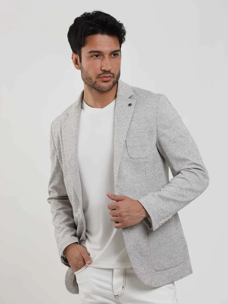 Dufy Brown Men's Slim Fit Dobby Mono Collar Jacket 105335