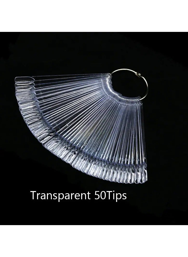 Goolsky 50/Set Nail Art Tips Display Practice Sticks Fan Shaped Nail Polish Swatches Nail Swatches Sticks Nail Art Tools Supplies ﻿ - Image 1