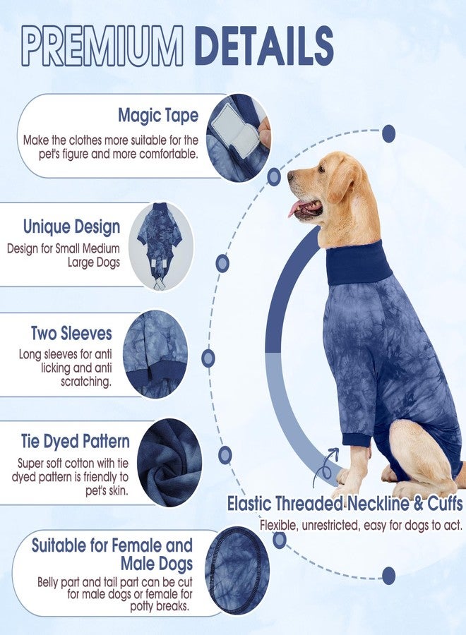 ROZKITCH Dog Recovery Suit After Surgery, Spay Suit for Male Female Dog, E-Collar Cone Alternative Anti-Licking, Dog Surgical Suit for Abdominal Wound Bandage Leg Sleeve Neuter Suit Blue XL - Image 3