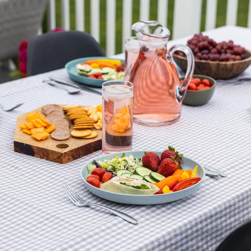 Grow Forward Premium Wheat Straw Plates  10 Inch Reusable Hard Plastic Dinner Plates Set of 8  Unbreakable Microwave Safe Plates for Dessert Camping RV Outdoors Patio Kitchen Dishes  Seascape - Image 2