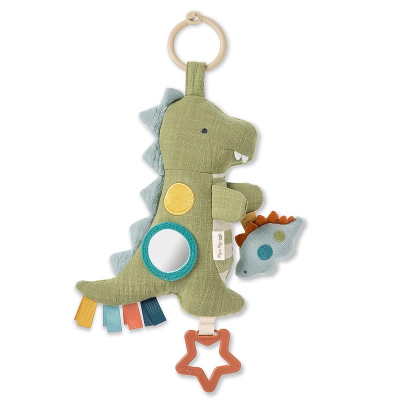 Itzy Ritzy Bitzy Traveler Car Seat & Stroller Toy for Babies â€“ Developmental Sensory Toy Features Crinkle & Rattle Sounds & Multiple Textures â€“Hanging Travel Toy for On-the-Go Entertainment (Dinosaur) - Image 1