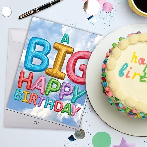 NobleWorks - 1 Jumbo Happy Birthday Greeting Card (8.5 x 11 Inch) - Group Celebration, Appreciation Stationery for Bday - Inflated Messages J5651EBDG - Image 5
