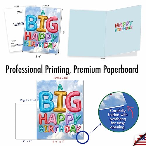 NobleWorks - 1 Jumbo Happy Birthday Greeting Card (8.5 x 11 Inch) - Group Celebration, Appreciation Stationery for Bday - Inflated Messages J5651EBDG - Image 3