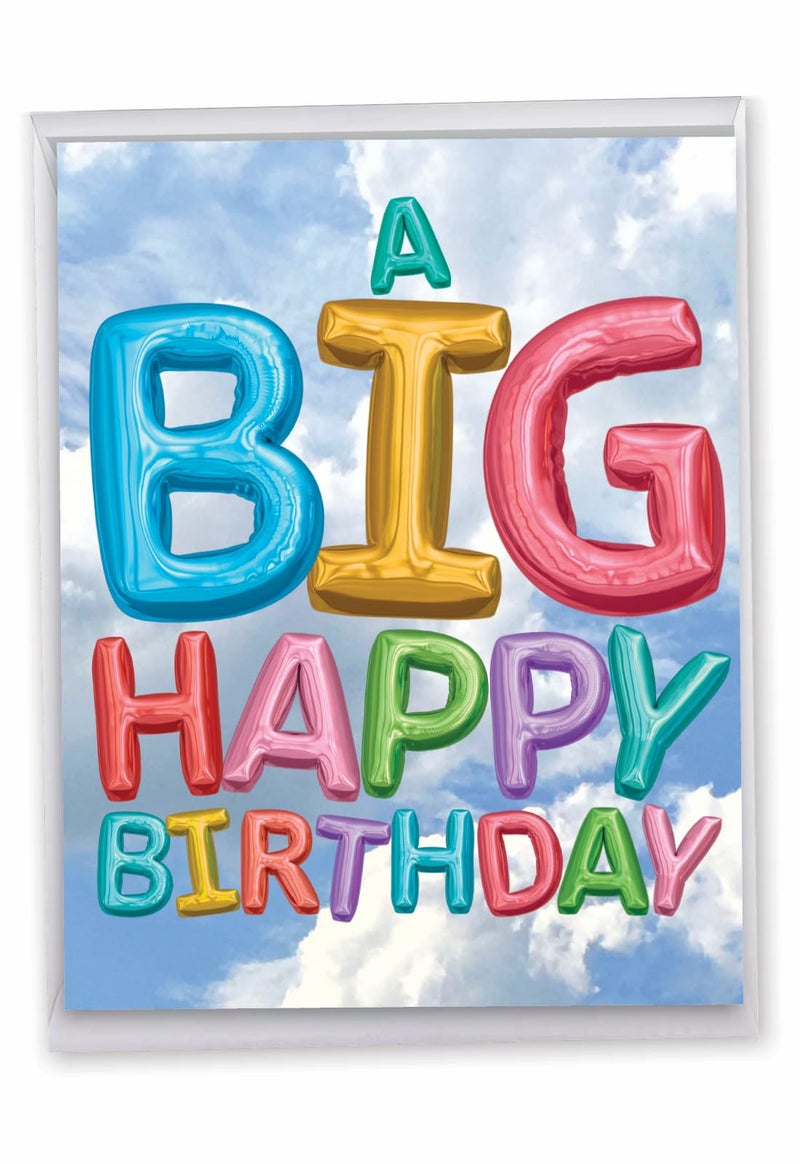 NobleWorks - 1 Jumbo Happy Birthday Greeting Card (8.5 x 11 Inch) - Group Celebration, Appreciation Stationery for Bday - Inflated Messages J5651EBDG - Image 1