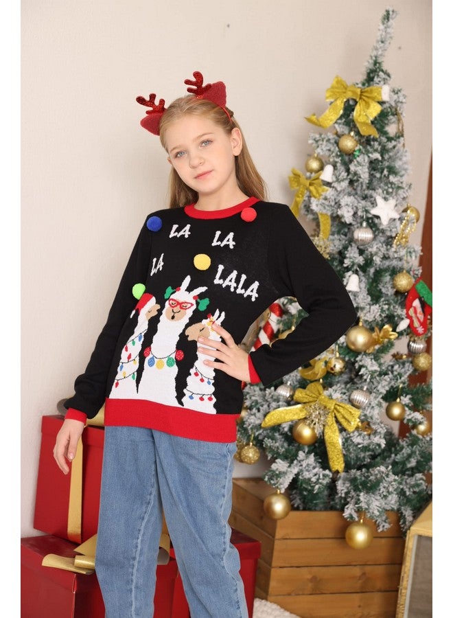 لوف فيري سترة عيد الميلاد القبيحة للفتيات الصغيرات من Lovefairy للأطفال من سن 3 إلى 4 سنوات، بلوفر عيد الميلاد المضحك من الألبكة المحبوكة - Image 3