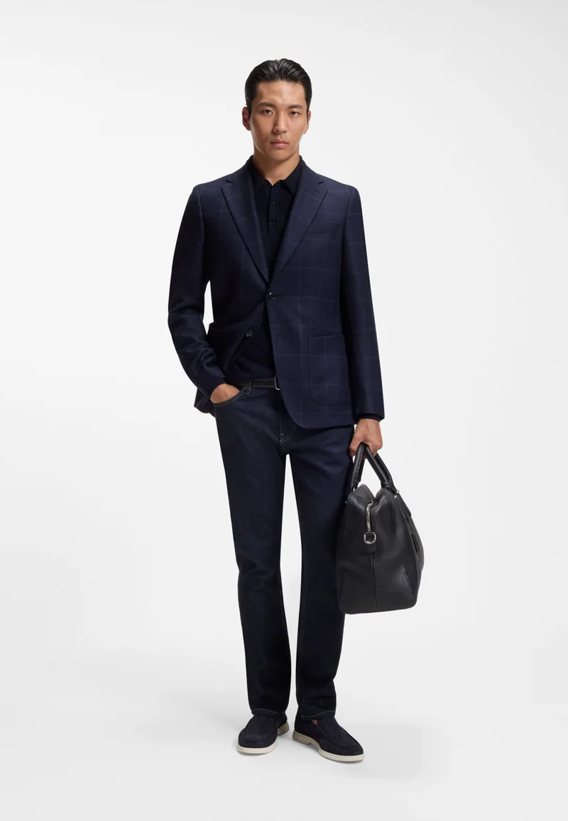 BOSS Blue Suede loafers with embossed logo for Men | Best Price UAE