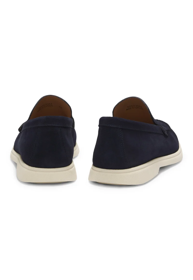 BOSS Blue Suede loafers with embossed logo for Men | Best Price UAE
