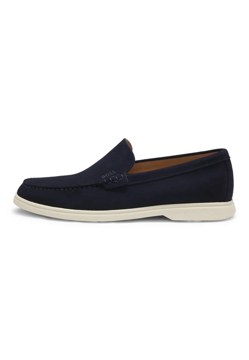 BOSS Blue Suede loafers with embossed logo for Men | Best Price UAE