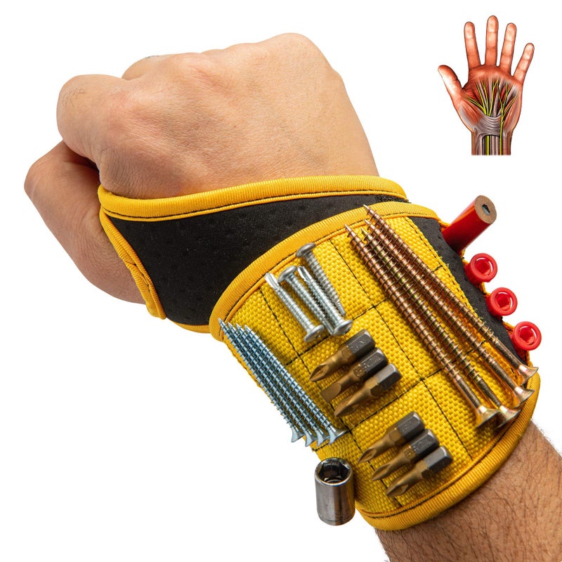 BINYATOOLS Magnetic Wristband for Tools Magnet Screw Holder Wrist Support Keeps Screws Nails Drill Bits Handy Unique Tool Gadgets Mens Gadgets Dad Gadgets Perfect Christmas Gifts Stocking Stuffers