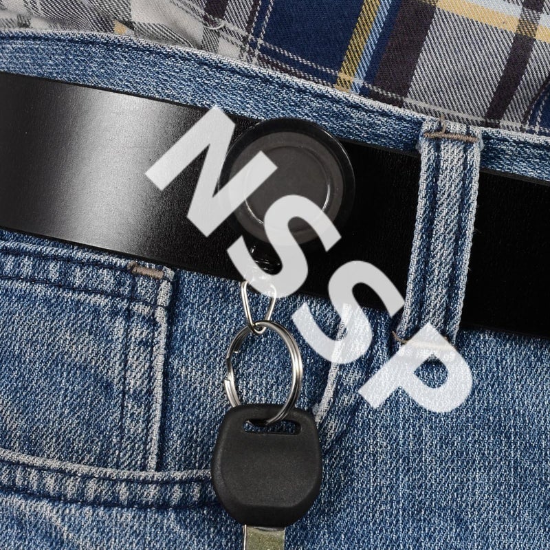 NSSP حلقة مفاتيح قابلة للسحب على شكل دائري (أسود) (عبوة من 5 قطع) لحامل بطاقة الهوية - Image 5