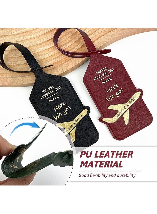 Wffo 6PCS PU Leather Luggage Tags, Travel Baggage Tag with Adjustable Strap & Privacy Protection Cover Suitcase Tags Bag Tags ID Tags Luggage Address Tags for Women Men (6 Colours) - Image 4
