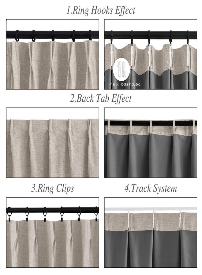 StangH Beige Pinch Pleated Blackout Curtains 84 inch Length, Linen Textured Total Room Darkening Curtains Neutral Thermal Insulated Track Drapes for Living Room/Bedroom, W42xL84, 2 Panels - Image 3