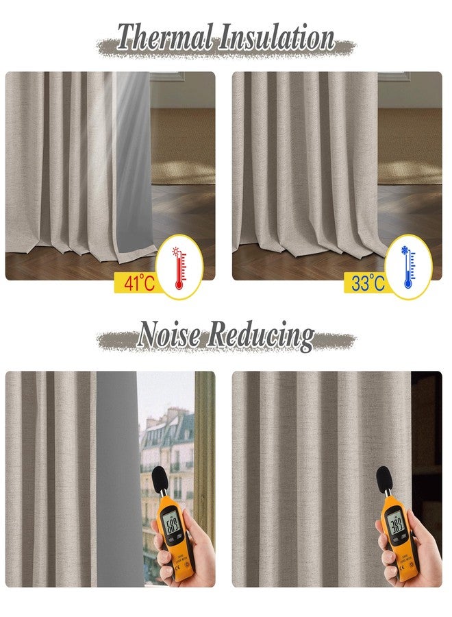 StangH Beige Pinch Pleated Blackout Curtains 84 inch Length, Linen Textured Total Room Darkening Curtains Neutral Thermal Insulated Track Drapes for Living Room/Bedroom, W42xL84, 2 Panels - Image 5
