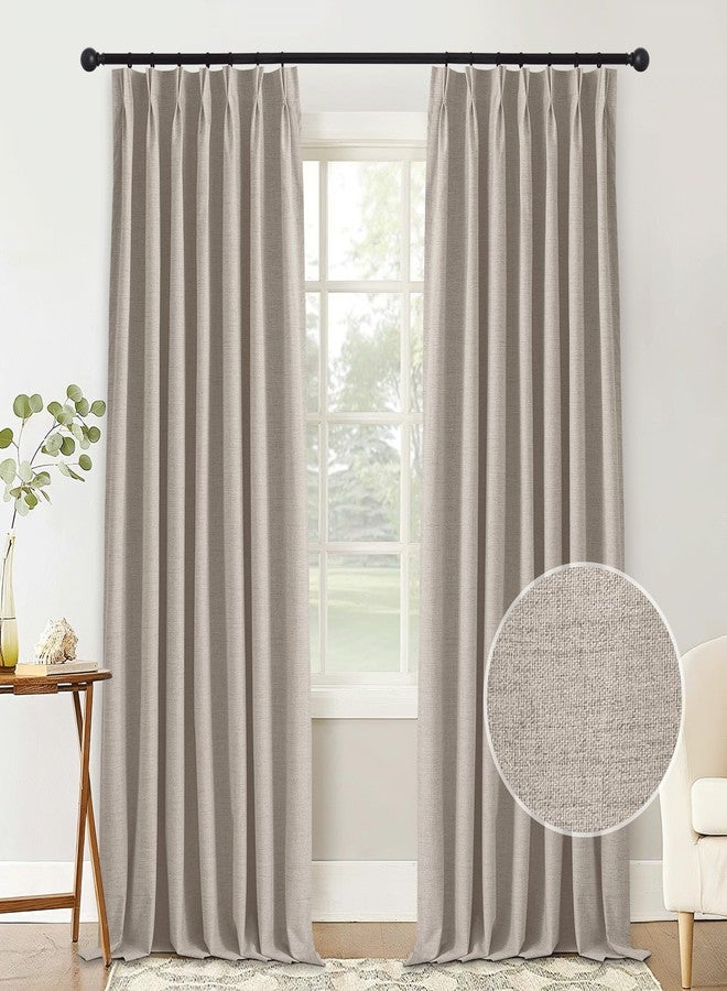 StangH Beige Pinch Pleated Blackout Curtains 84 inch Length, Linen Textured Total Room Darkening Curtains Neutral Thermal Insulated Track Drapes for Living Room/Bedroom, W42xL84, 2 Panels - Image 1