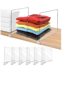 MIXDE 6 Pack Shelf Dividers for Closet Organization Acrylic Clear Closet Shelf Divider for Wooden Shelving Suitable for Wooden or Vertical Shelves Or Bedroom, Kitchen and Office  - Image 1