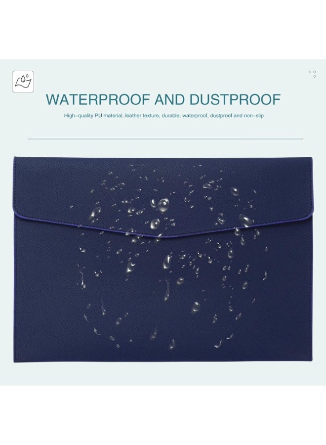 File Folder, PU Leather A4 Document Holder File Organizer Filing Envelope Portfolio Case Tablet Sleeve with Magnetic Snap Closure for Home School Office Stationery DarkBlue - Image 5