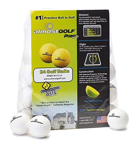 AG AlmostGolf Limited Flight Practice Balls - 24 Pack, White - Foam Golf Training Aids for Indoor or Yard Practice - Includes 24 Balls With 5 Liberty Tees - Image 2