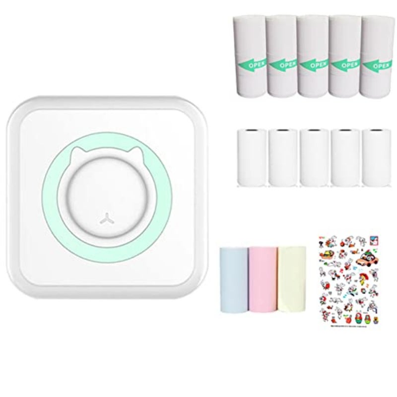 Mini Portable Pocket Photo Printer - Inkless, Wireless for iOS/Android Blue Includes 13 Rolls Photo Paper Compact Design for Travel, Home, Office - Image 1
