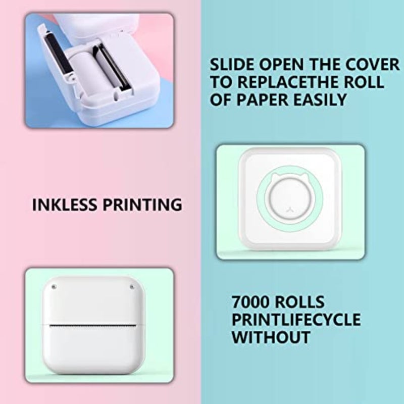 Mini Portable Pocket Photo Printer - Inkless, Wireless for iOS/Android Blue Includes 13 Rolls Photo Paper Compact Design for Travel, Home, Office - Image 5