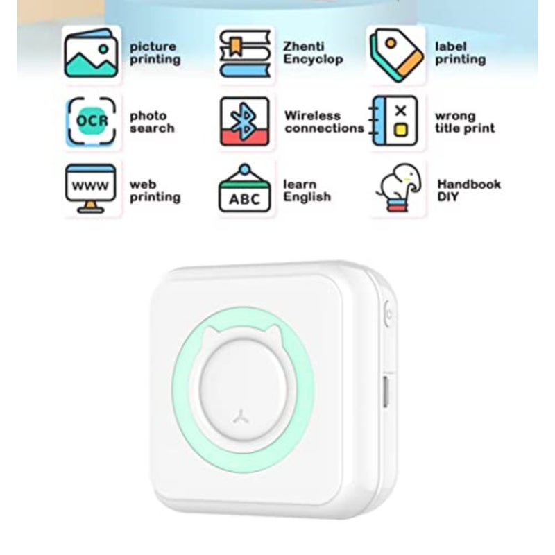 Mini Portable Pocket Photo Printer - Inkless, Wireless for iOS/Android Blue Includes 13 Rolls Photo Paper Compact Design for Travel, Home, Office - Image 2